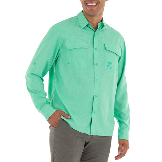 Men's Long Sleeve Heather Textured Cationic Coral Fishing Shirt – Guy Harvey