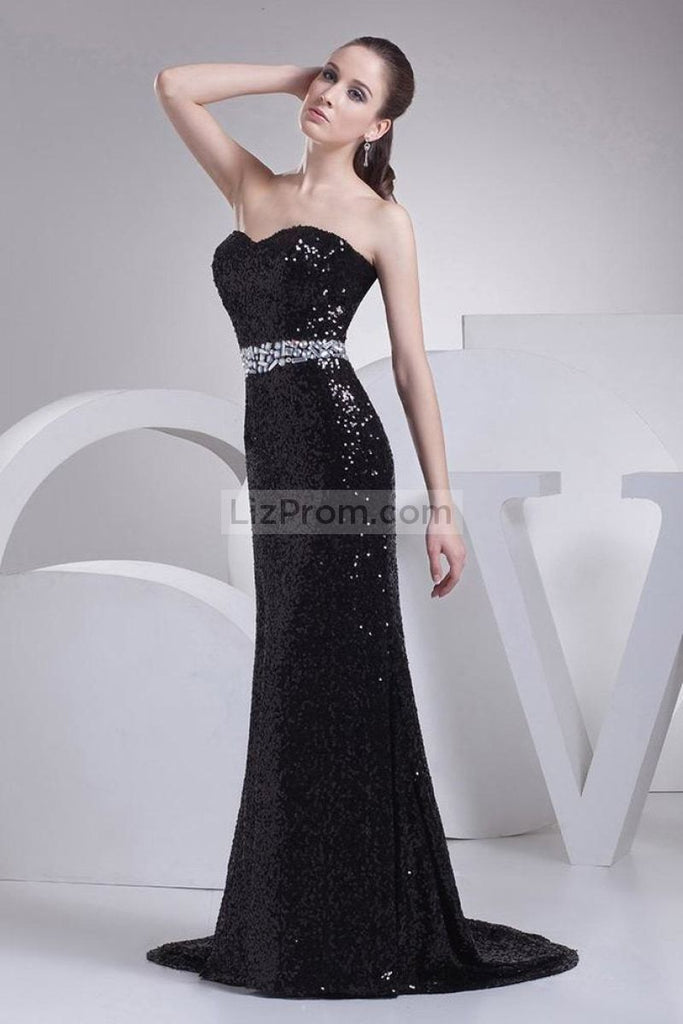 Black Chic Strapless Mermaid Sparkly Prom Dress – Lovost