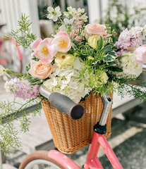 Flowers in a bike basket