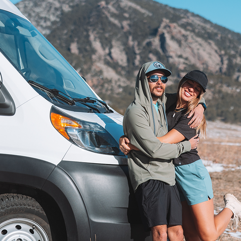 Couple on a van camping trip