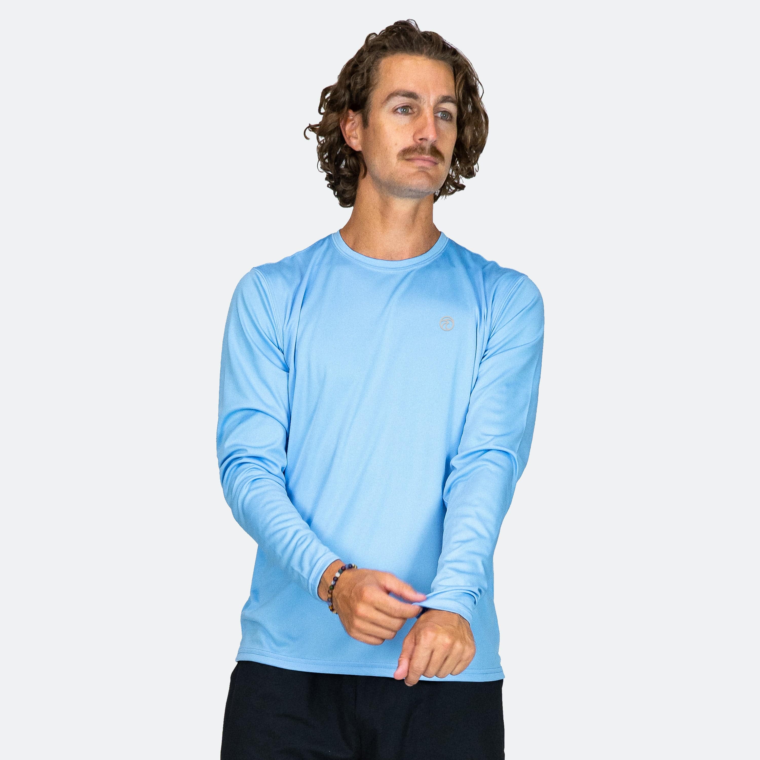 blue long sleeve shirt mens uv protection