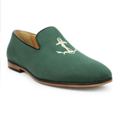 Green Embroidered loafer for men