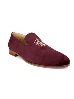 Maroon Embroidered loafer for men