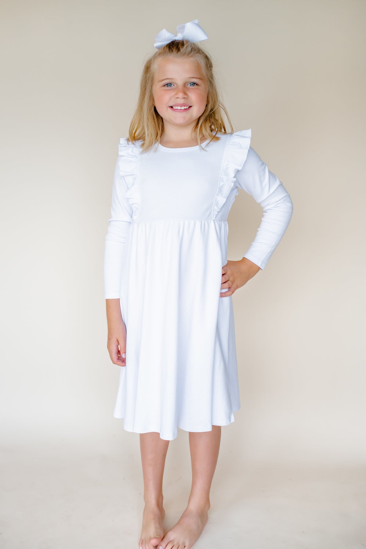 Girl's Twirl Empire Waist Long Sleeve Dress - ARB Blanks