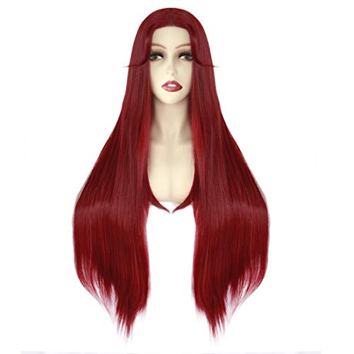 Photo 1 of Joneting Wine Red Wig Cosplay Synthetic Wigs Long Straight Wigs For Women