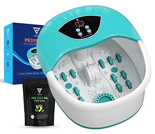 Photo 1 of 4 In 1 Foot Spa Massager Set For Home With 4 Massage Rollers - Temperature & Heat Control- Bubble Maker- Intense Vibration - Pedicure - Instant Foot Stress Relief Spa - Includes Tea Tree Oil Foot Soak