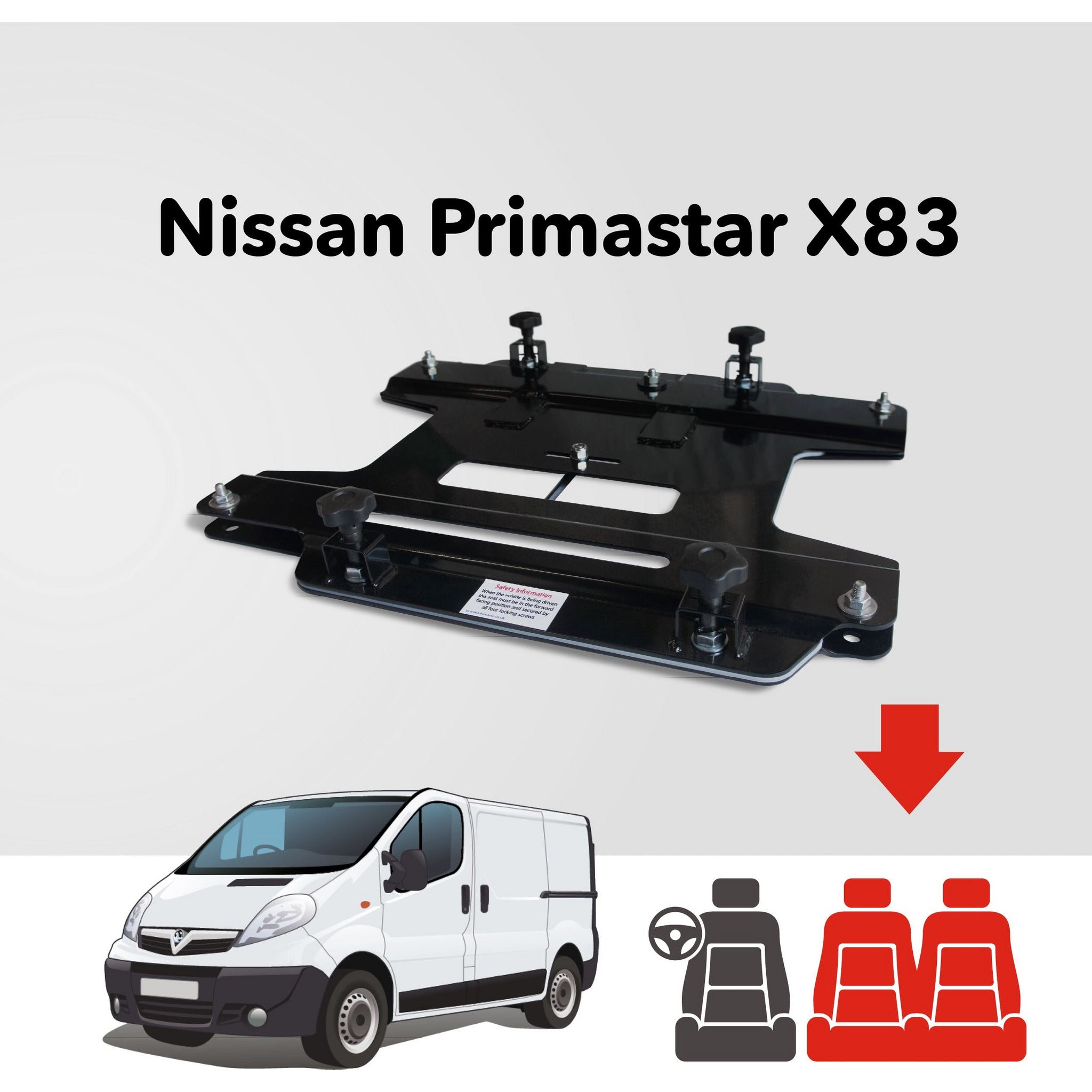 Kiravans X83 Nissan Primastar 2001-2014 2nd Gen Double Passenger Seat Swivel (Right Hand Drive) - Single or Pallet options - Kiravans Trade UK product image