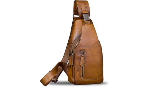 Brown Leather IVTG Genuine Leather Sling Bag