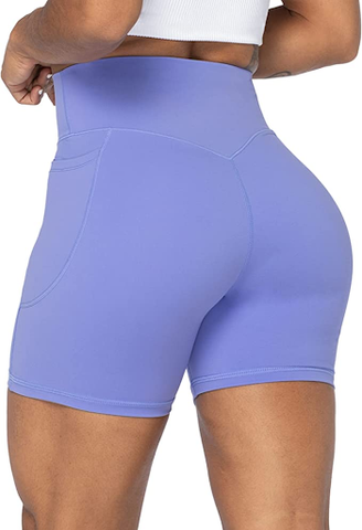 CHRLEISURE High Waisted Yoga Biker Shorts for Women with Pockets