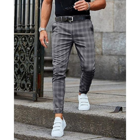 man in patterned joggers