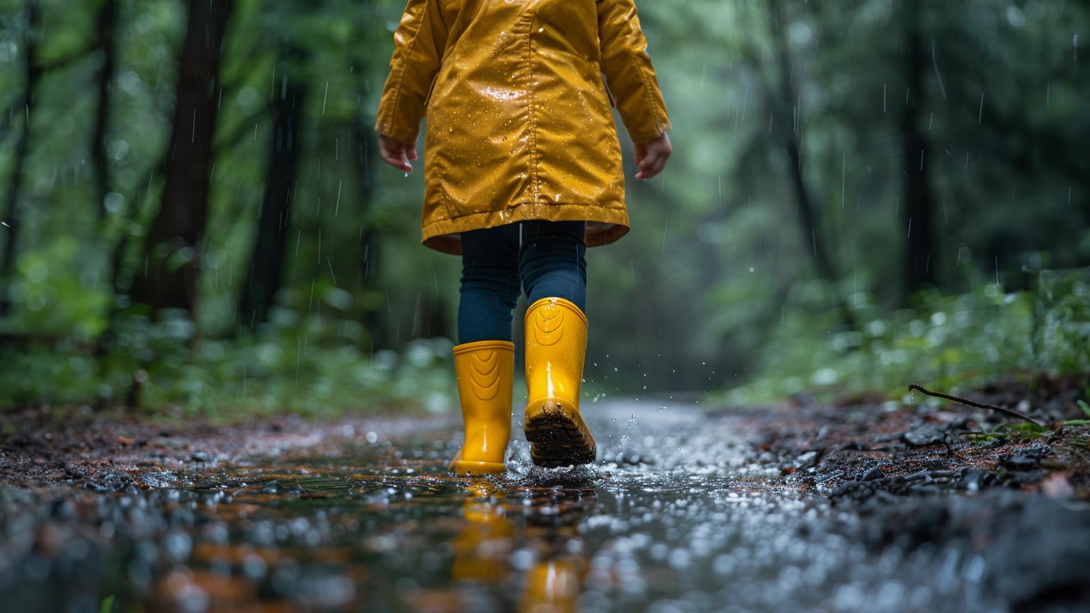 familie wandern wald wetter regen