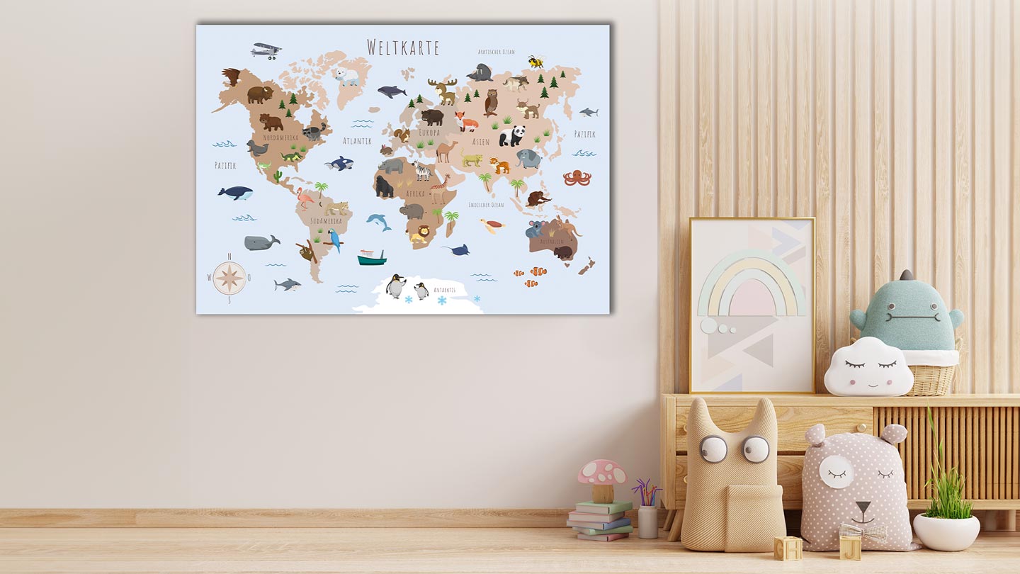 Kinderzimmer Weltkarte Poster