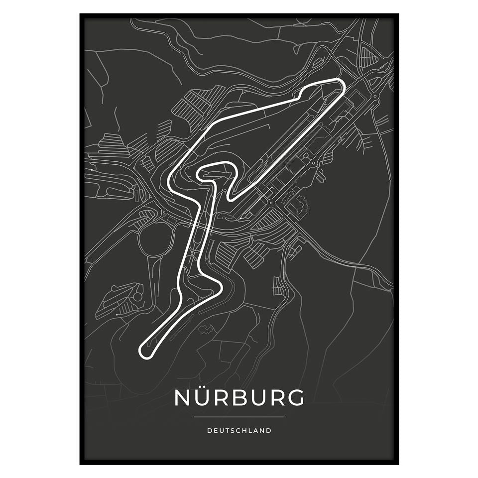 Formel 1 Poster - Nürburg - Formel 1 Rennstrecke Karte / Poster - DIE