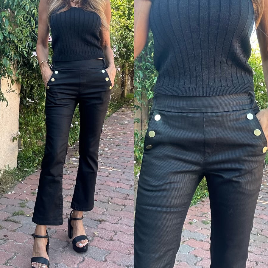 Sofia Cropped Black Stripe