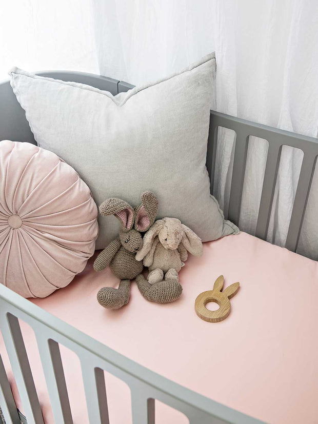 pink and grey crib bedding set