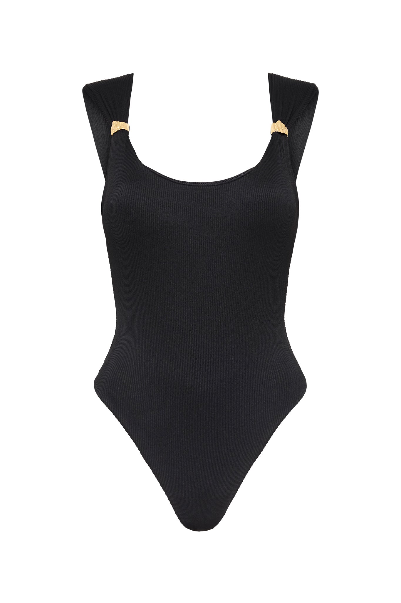 AMOROUS Black One-Piece Swimsuit  Square Neckline & Slim Straps