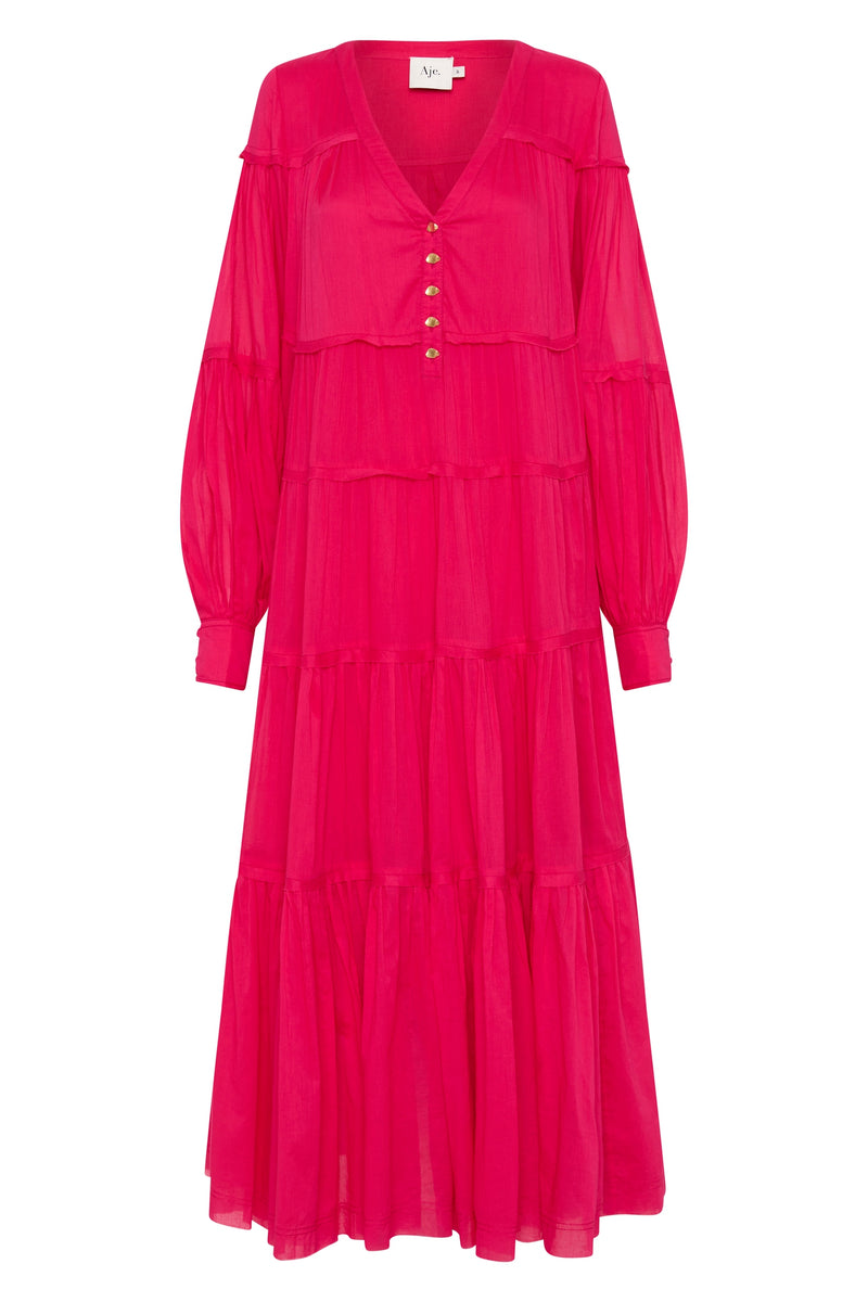 Sally Tiered Plunge Midi Dress | Hot Pink | Aje – Aje World