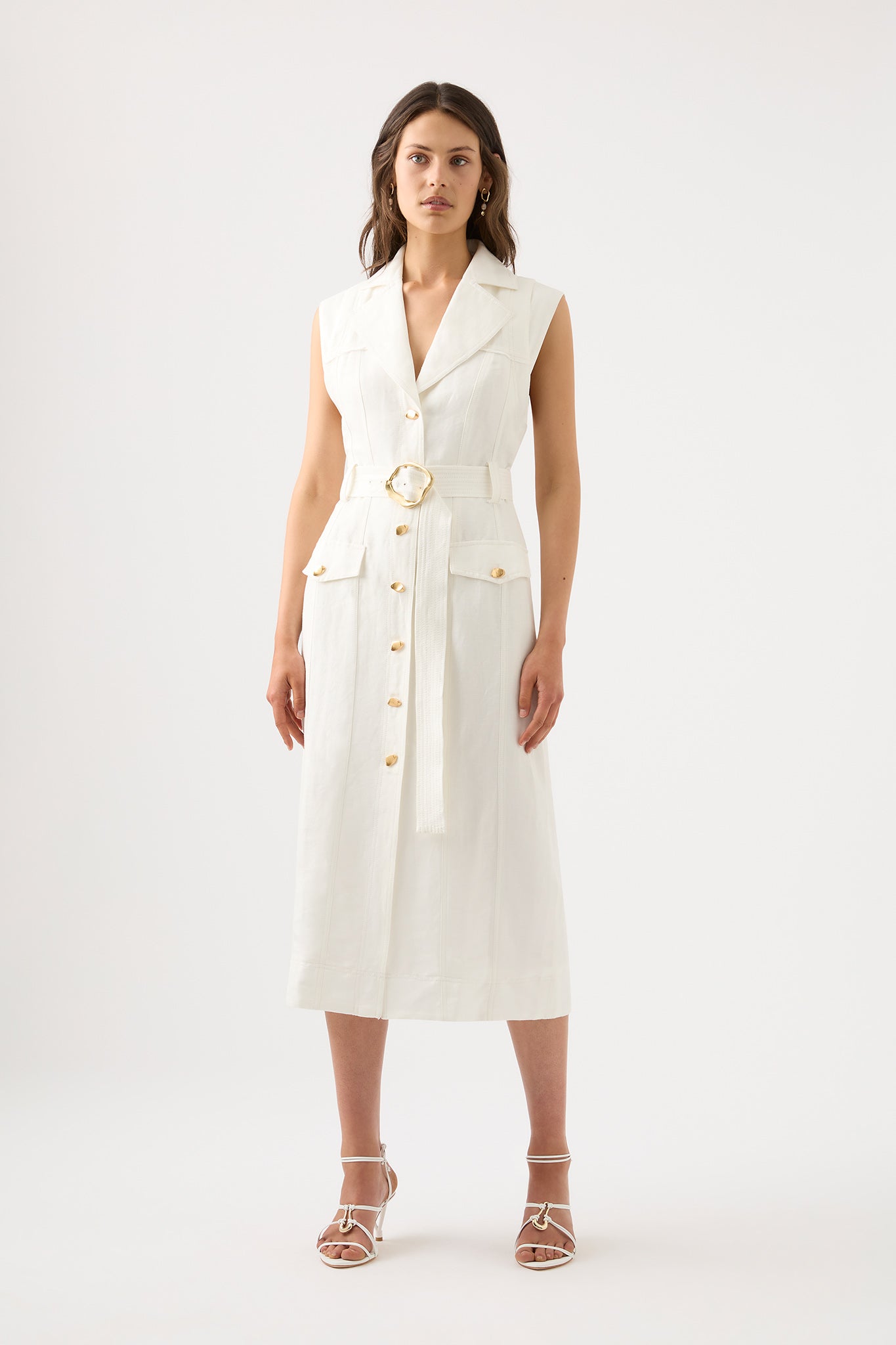 de eerste Sinds onbekend Celine Utility Midi Dress | Ivory | Aje