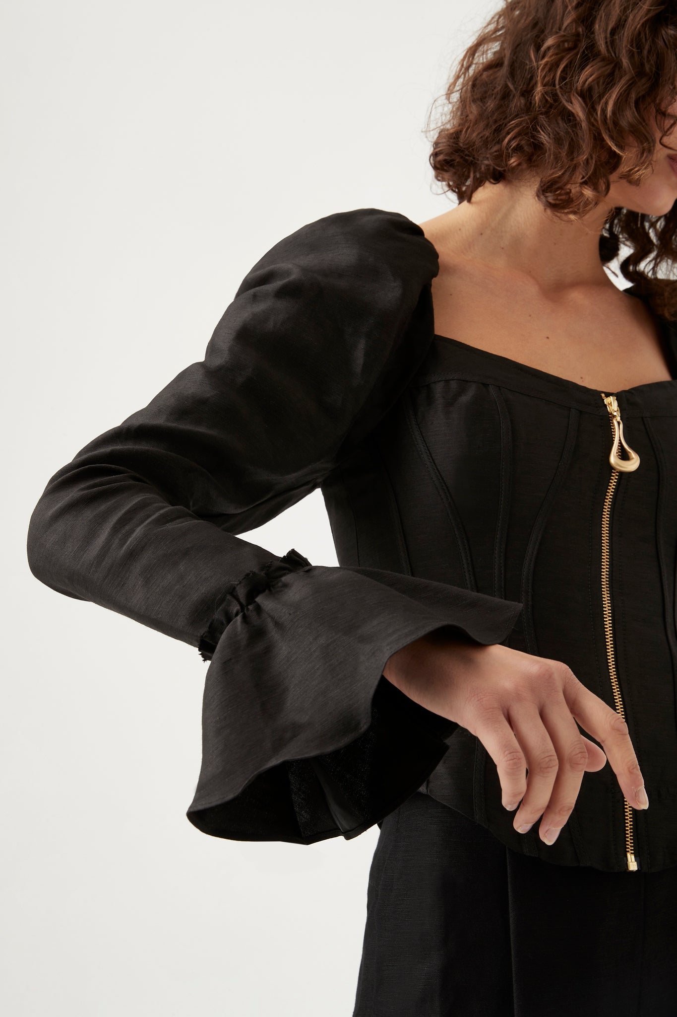 Giselle Long Sleeve Corset Top | Black | Aje