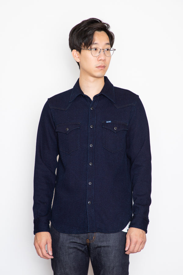 Iron Heart - Western Shirt - 9oz Selvedge Ombré Check Indigo