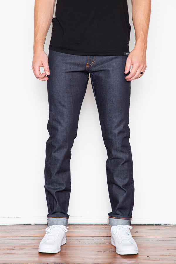 Slub Stretch 12.5oz Stretch Selvedge Denim - Weird Guy Fit – Blue