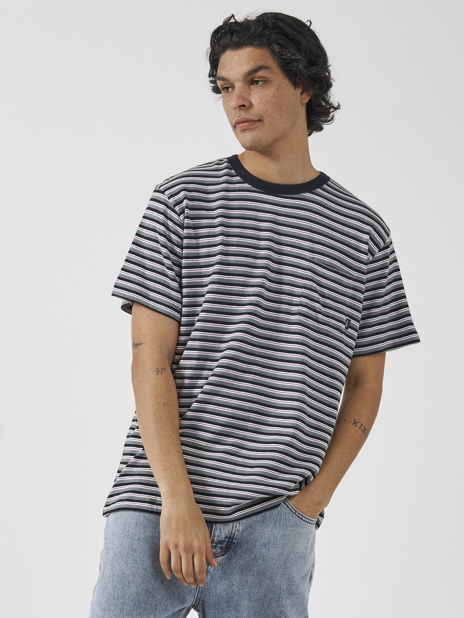 Knowledge Stripe Merch Fit Pocket Tee - Total Eclipse – THRILLS CO