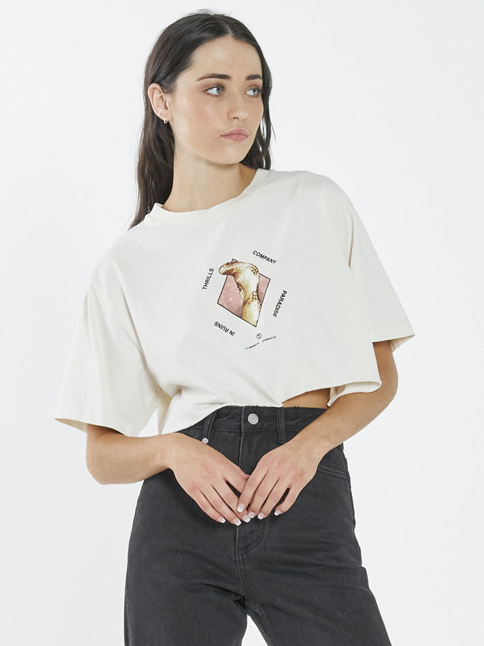 Riding in Paradise Y2K Ringer Tee - Dirty White