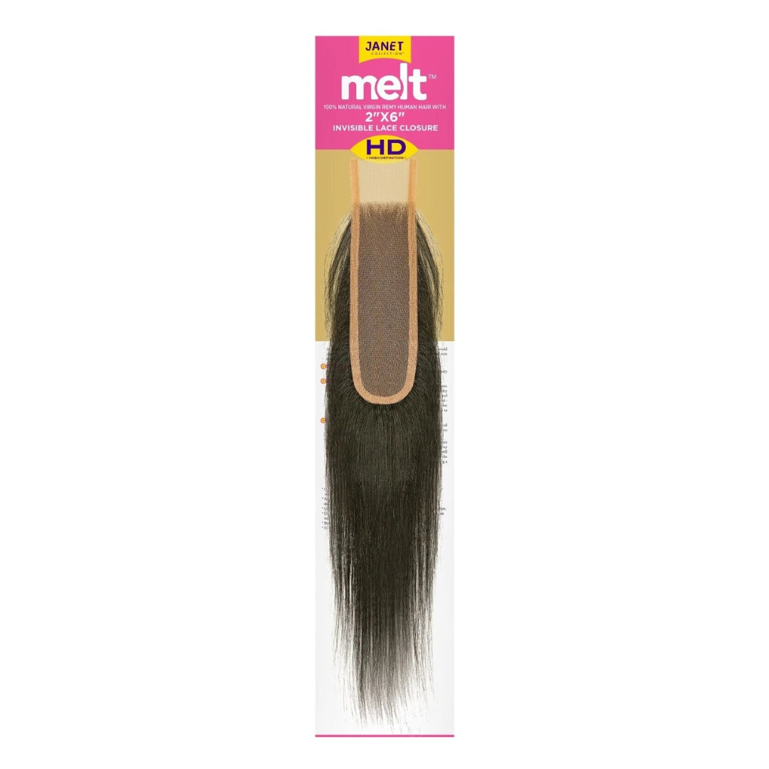 Janet Collection 100% Remi Human Hair Melt 2x6 HD Lace Closure - Straight