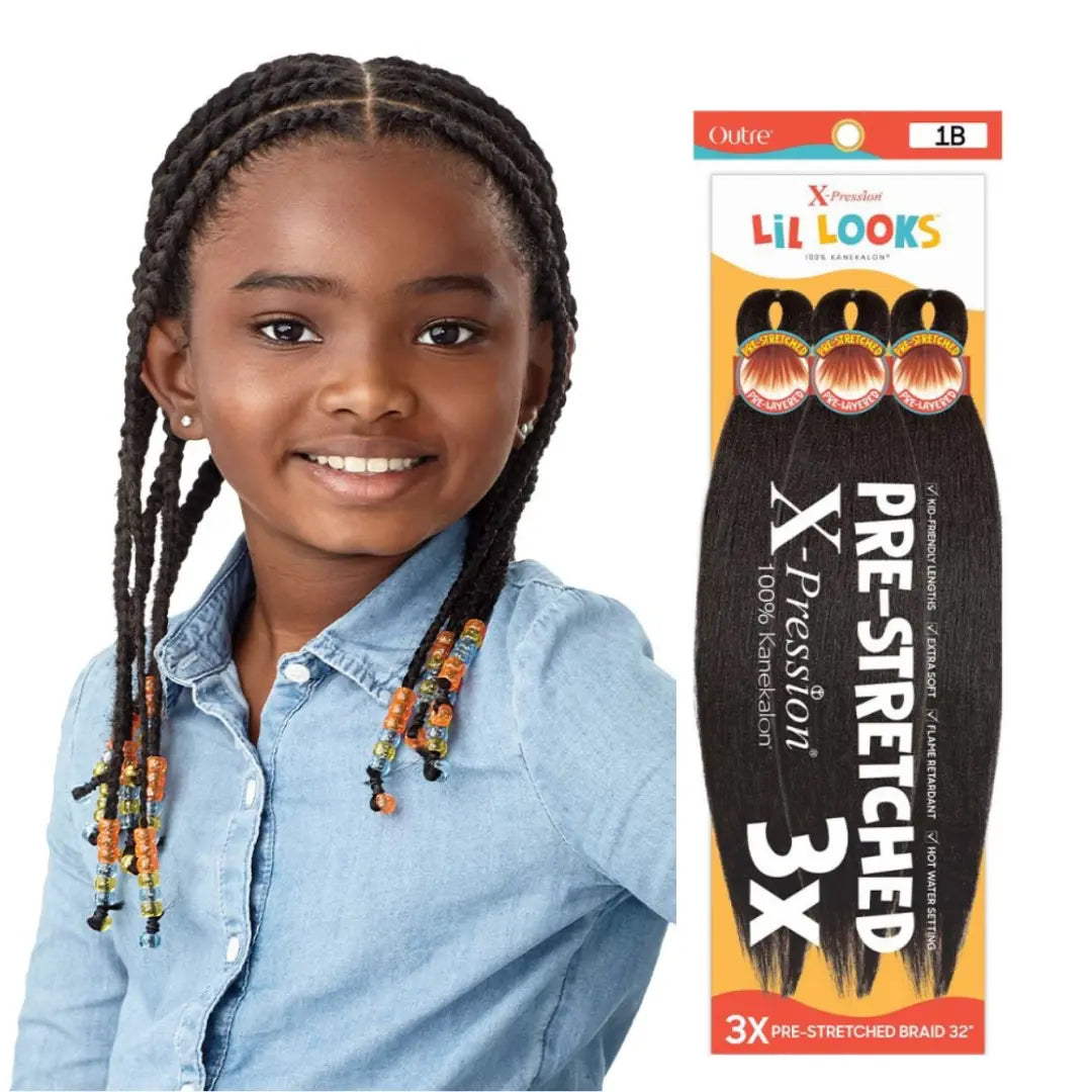 Outre Xpression Lil Looks Pre-Stretched Calming Braid 3X's Braiding Hair - 32"
