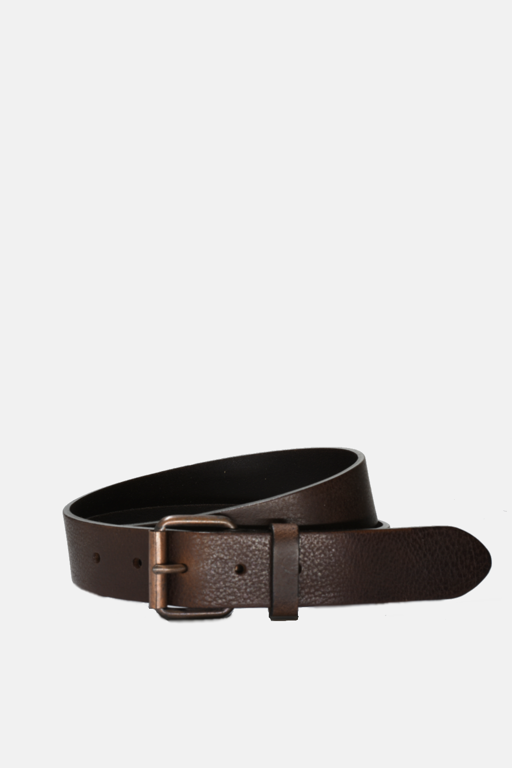 Dark Brown Leather with Copper Buckle Belt