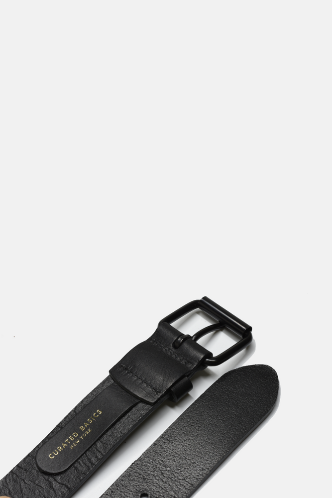 Black Leather on Black Buckle Belt