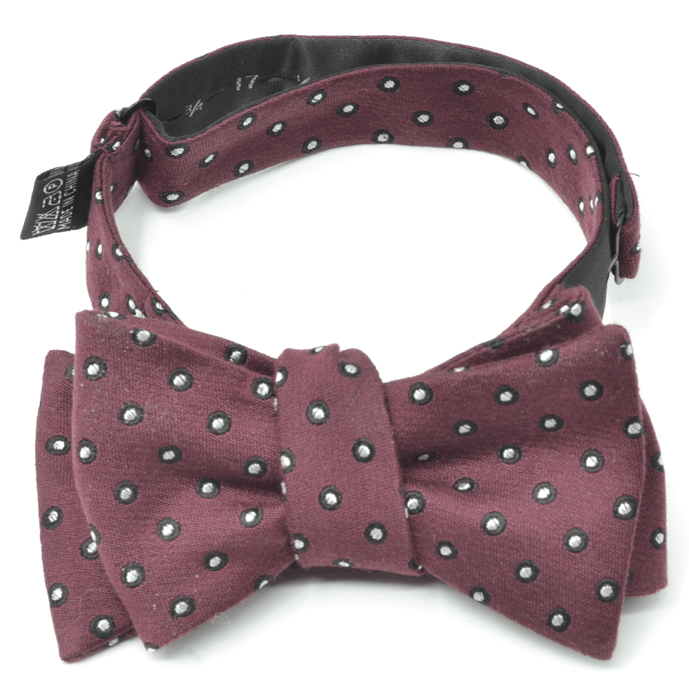 Burgundy Dots Bow Tie