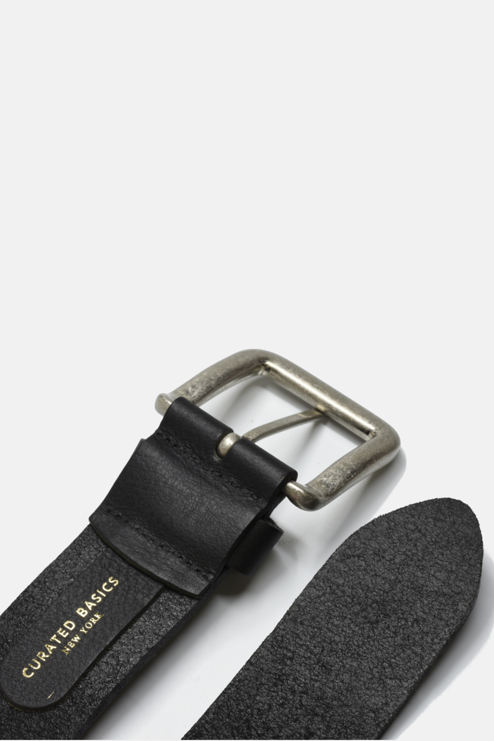 Wide Black Leather on Steel Buckle Belt