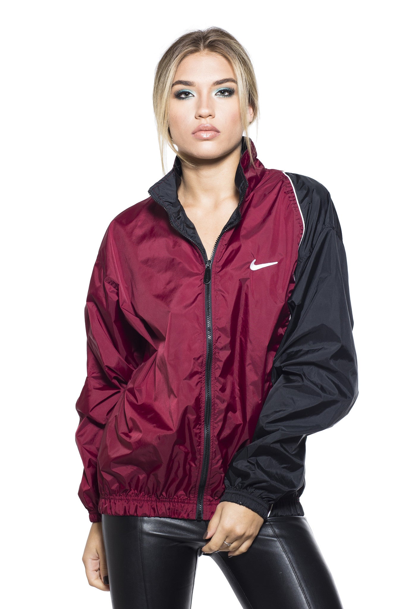 burgundy nike windbreaker