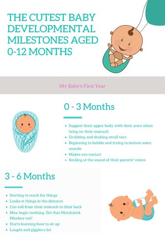 The Cutest Baby Developmental Milestones Chart aged 0-12 months ...