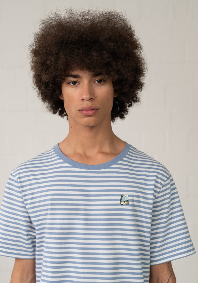 Strandkorb T-Shirt light blue stripes-Hafendieb