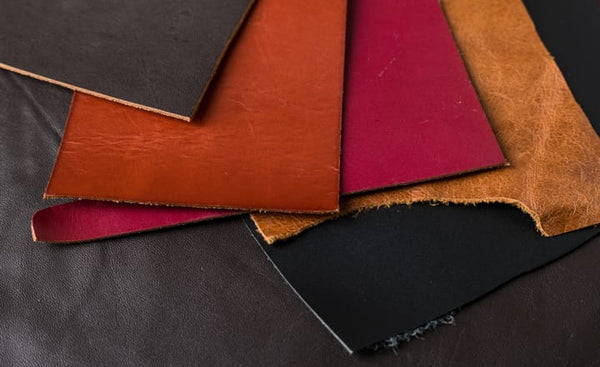 several pieces of leather with different shades