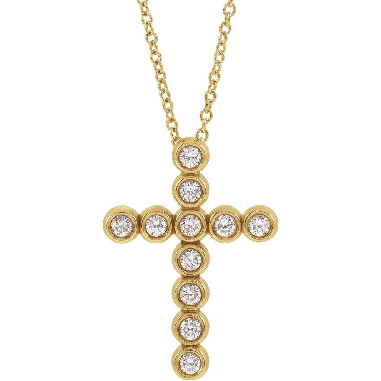 Bezel Set Diamond Cross Necklace – VASILEA