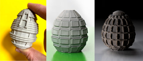 Concrete sculptural easter egg models