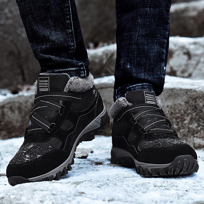 Men's winter cotton shoes plus velvet warm outdoor hiking shoes sports ...