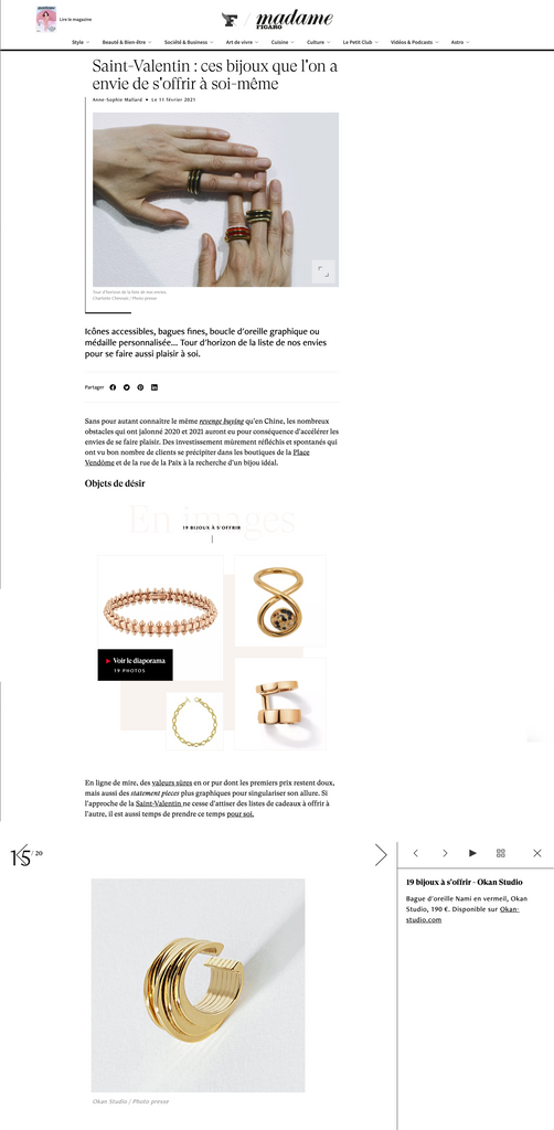 ŌKAN STUDIO in MadameFigaro.fr - Valentine's Day: these jewels that you want to offer yourself