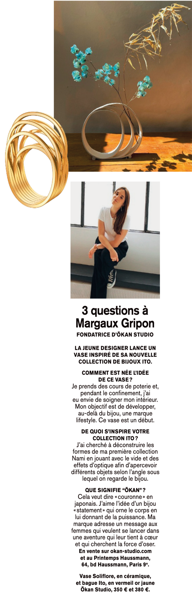 Marie Claire - 3 questions to Margaux Gripon