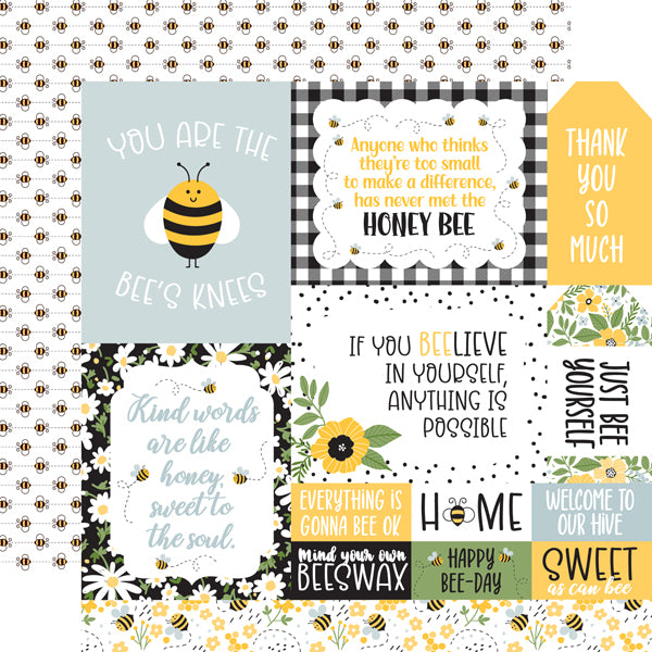 Multi Journaling Cards 12x12 Paper-Echo Park Bee Happy