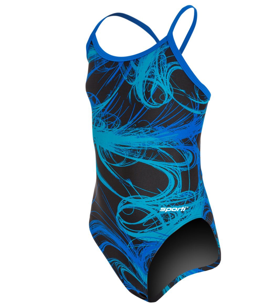 Sporti Light Wave Thin Strap One Piece Swimsuit Youth (22-28)