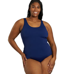 Sporti Plus Size HydroLast Chlorine Resistant Moderate Scoop Back One Piece  Swimsuit at