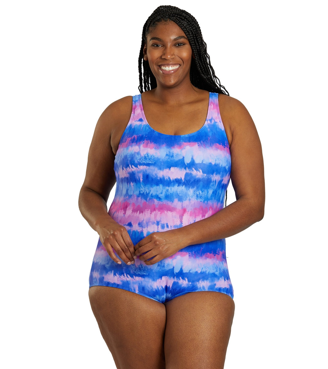 Sporti Plus Size HydroLast Chlorine Resistant Moderate Scoop Back One Piece  Swimsuit at