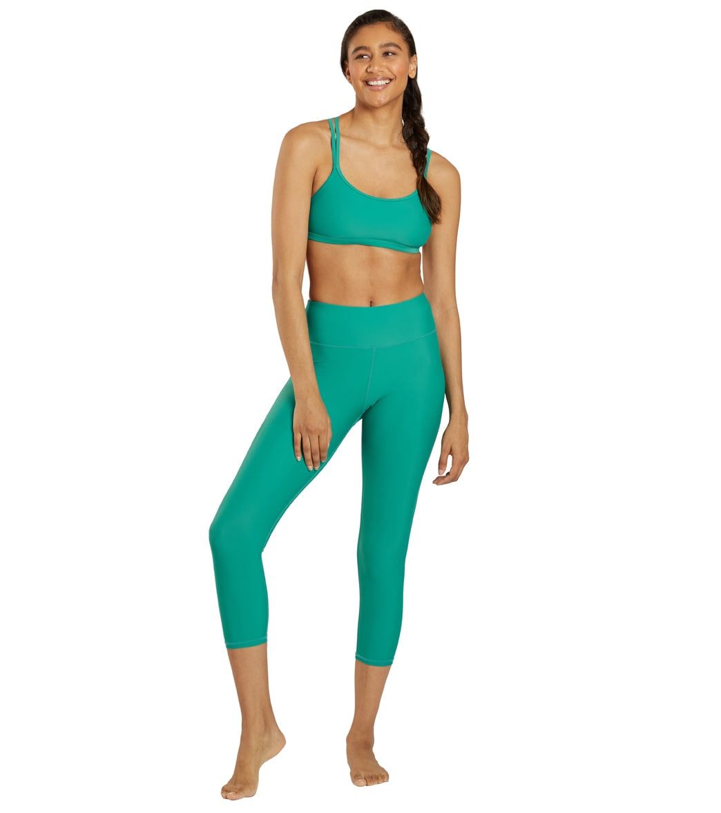 Womens Knee Length Leggings Yoga Workout Exercise Capris For Summer With  Pockets Khaki XXL 