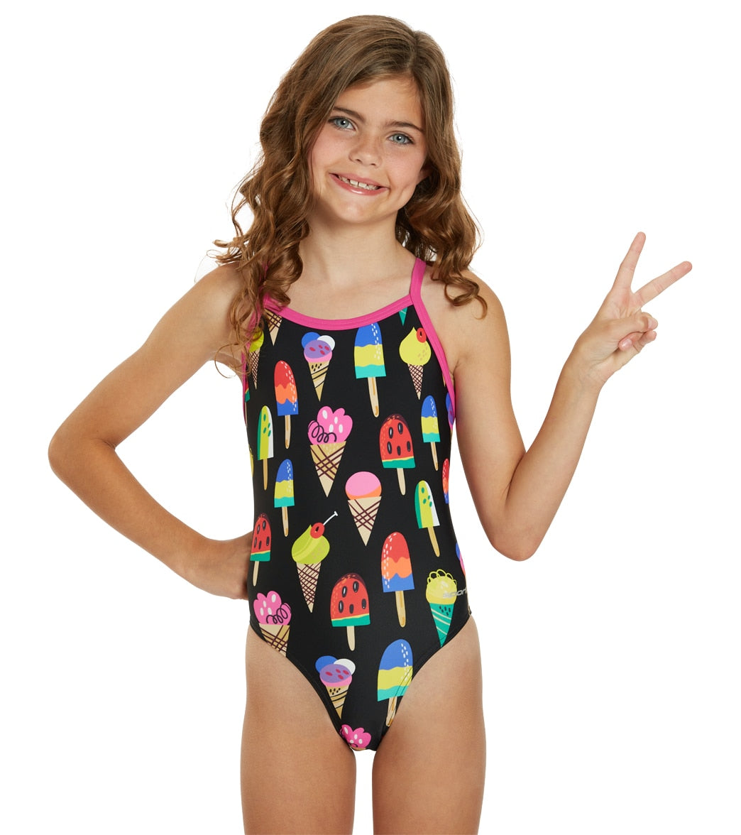 Kids Sporty One Piece Swimsuit Children Teens Girls Practice