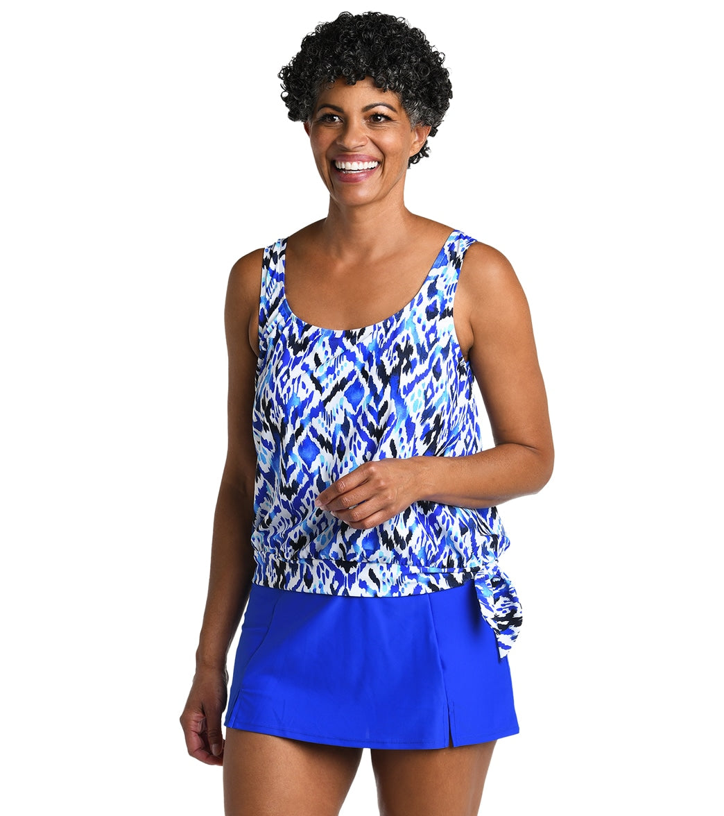 Maxine Women's Palms And Fronds Bandeau Blouson Tankini Top at