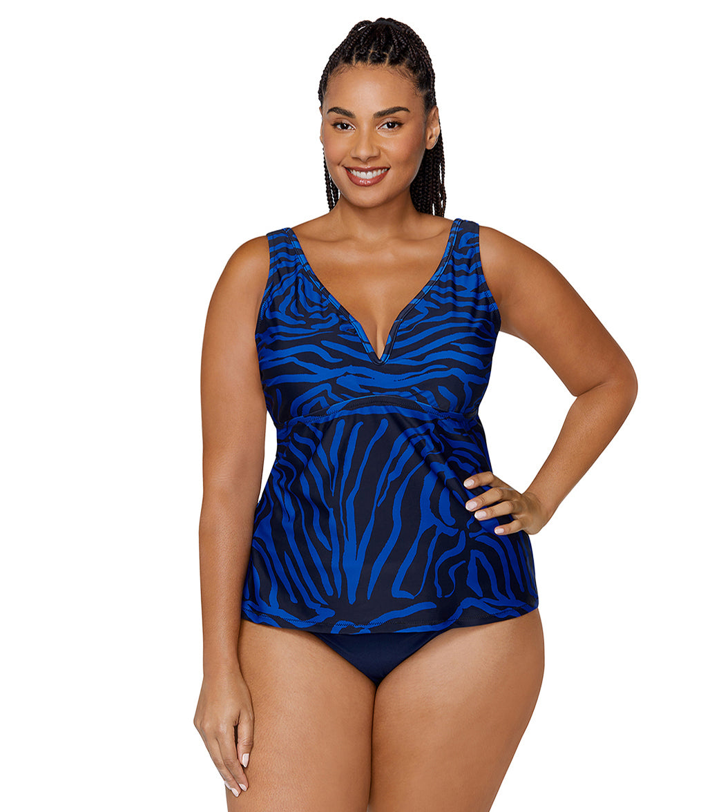 Swimsuits for All Women's Plus Size Side Tie Blouson Tankini Top, 8 -  Palmtastic